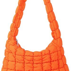 Puffer Quilted Shoulder Bag for Women Puffy Bubble Tote Bag Lightweight Nylon Ha